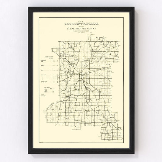 vintage map of Vigo County, Indiana, 1909