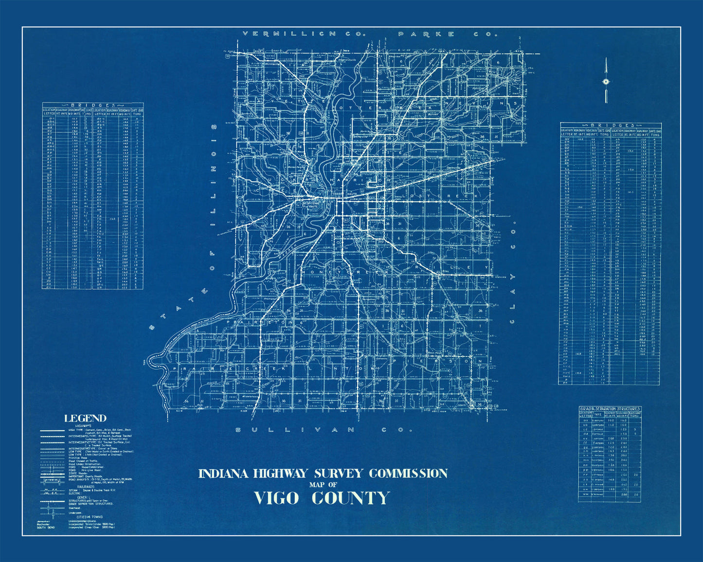 Vintage Map of Vigo County, Indiana, 1936