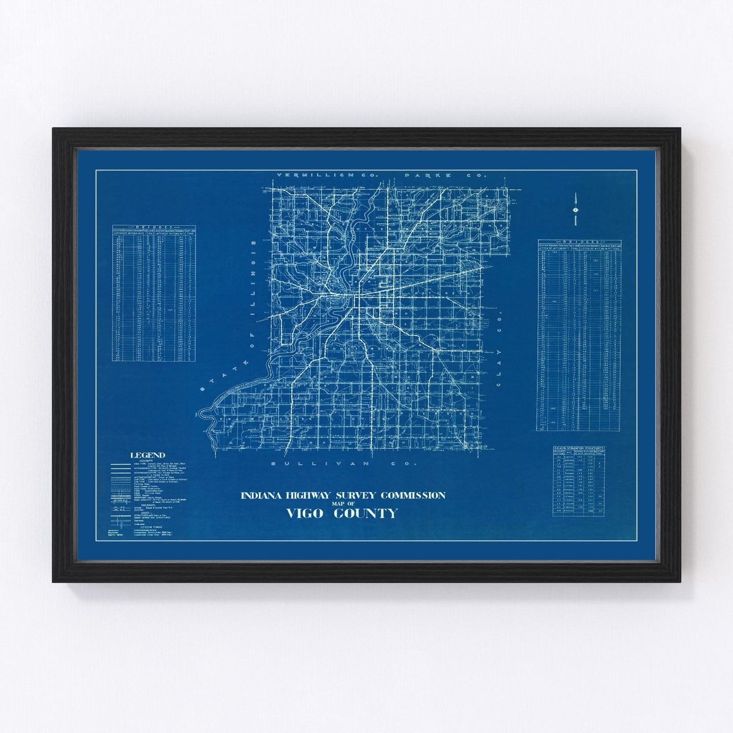 Vintage map of Vigo County, Indiana, 1936