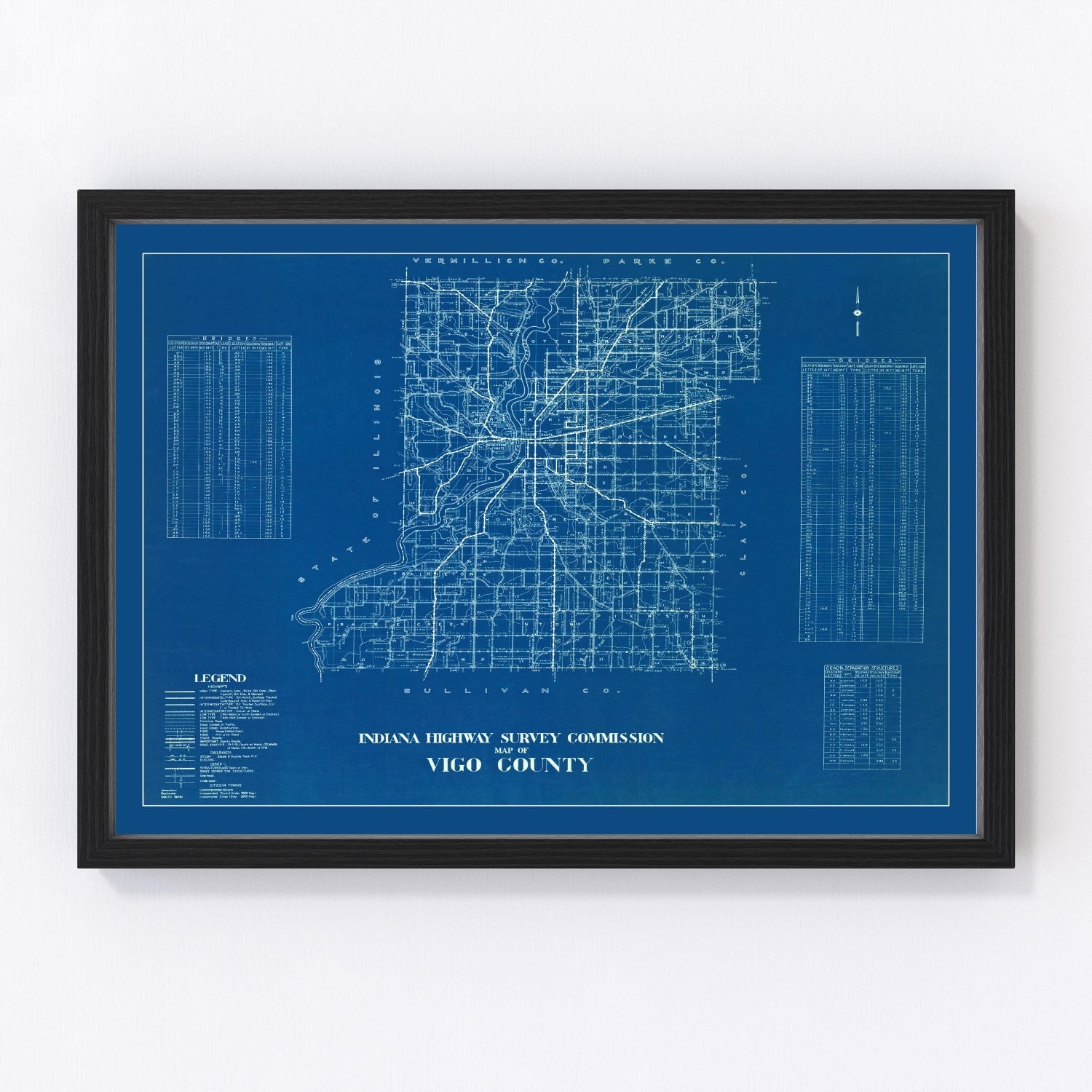 Vintage map of Vigo County, Indiana, 1936