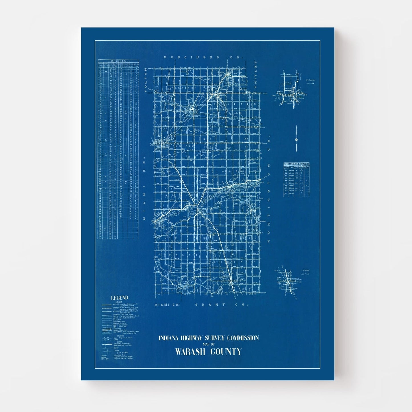 Vintage Map of Wabash County, Indiana, 1936