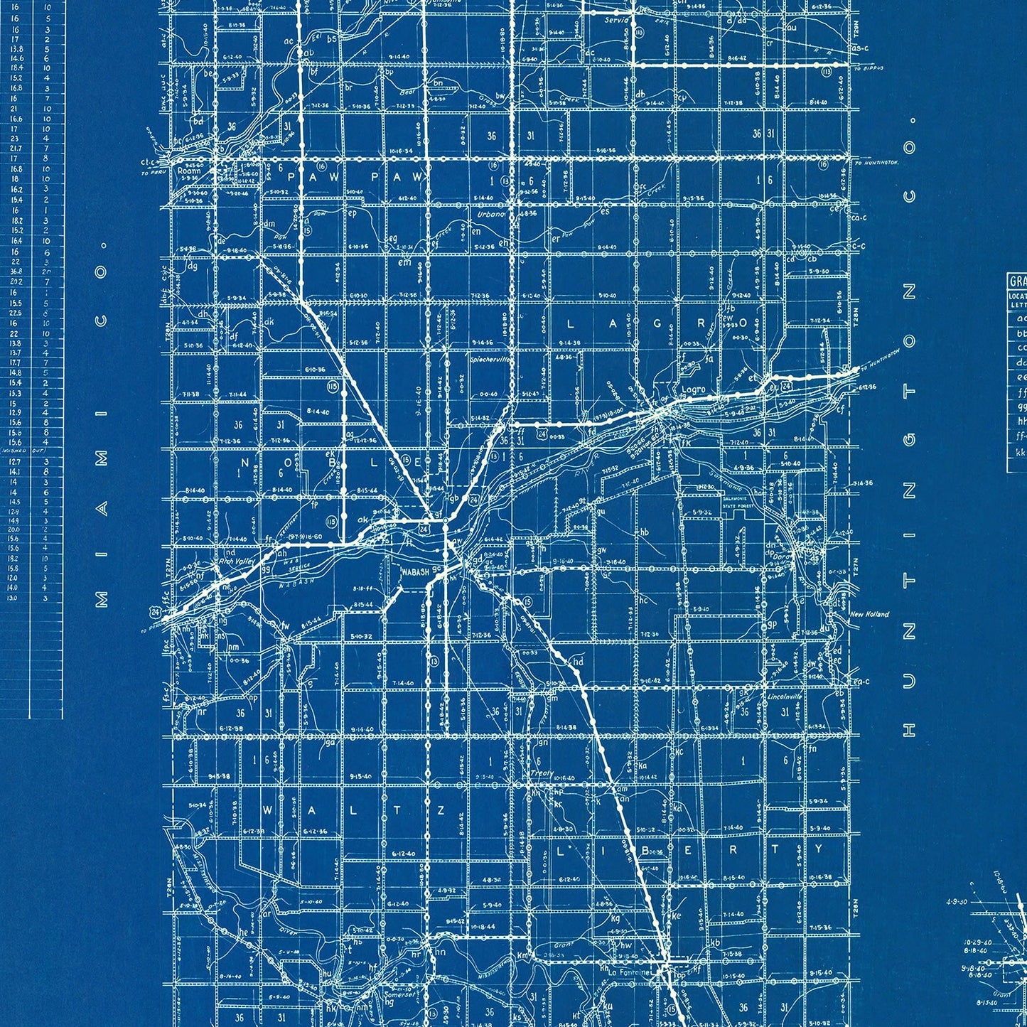 Vintage Map of Wabash County, Indiana, 1936