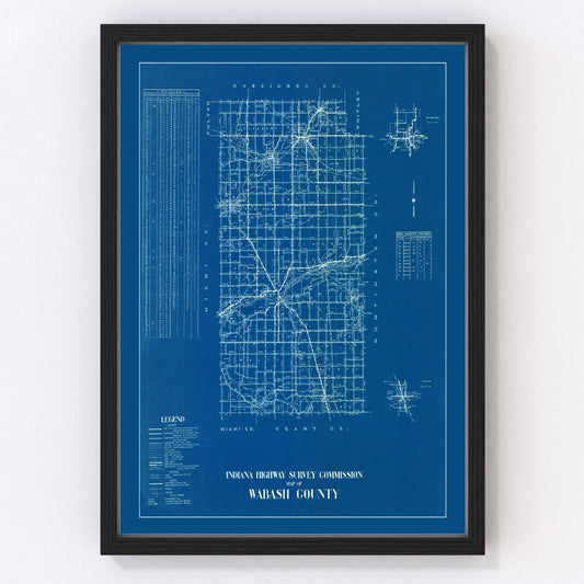 Vintage map of Wabash County, Indiana, 1936, digitally restored