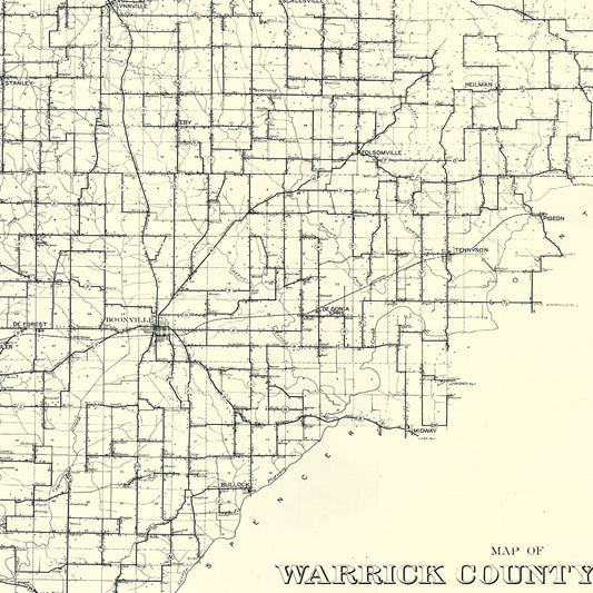 Vintage Map of Warrick County, Indiana, 1910