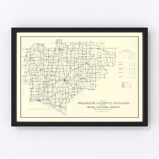 Vintage map of Warrick County, Indiana, 1910
