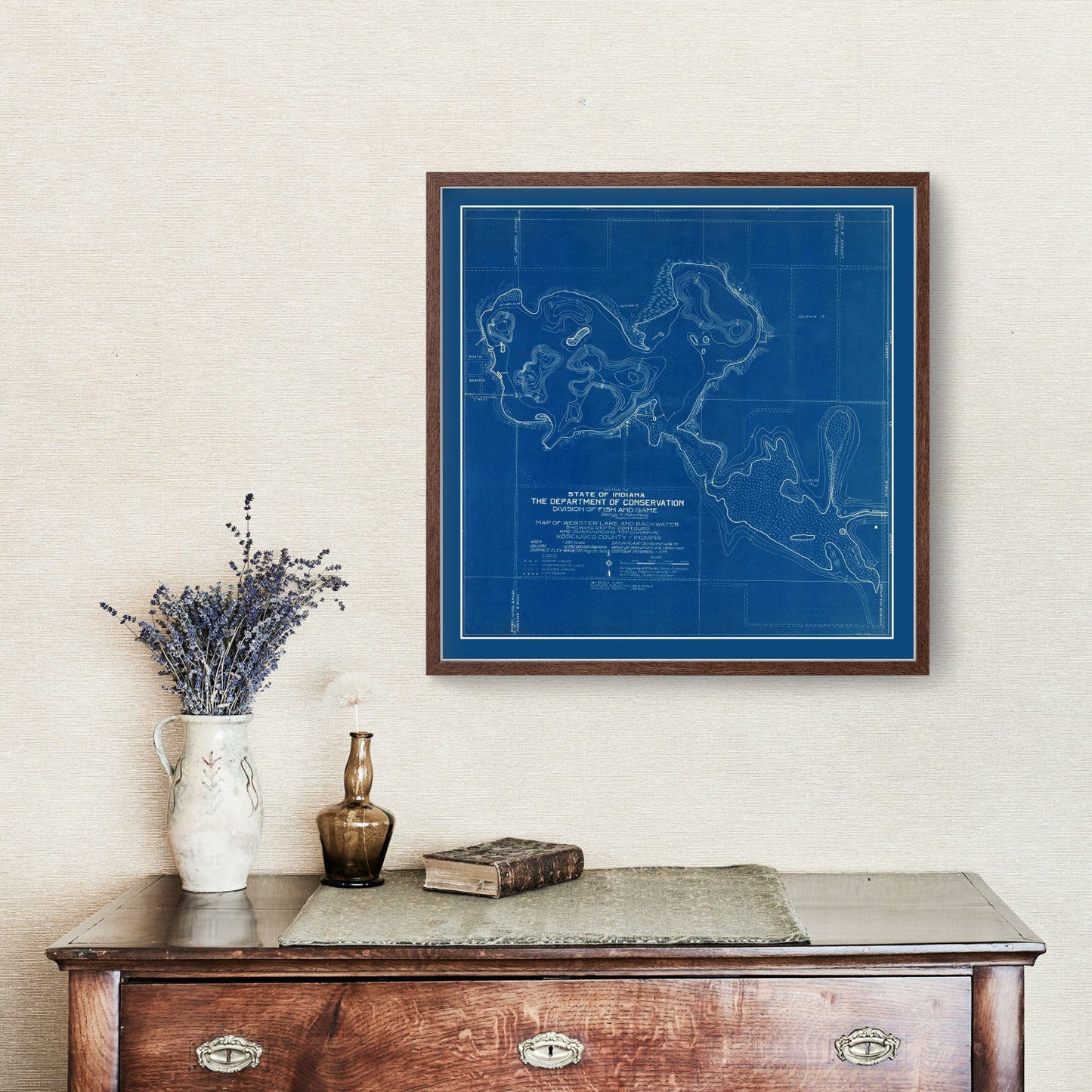 Vintage Webster Lake Indiana Map, 1922
