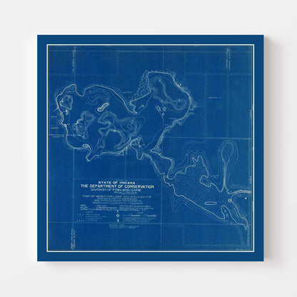 Vintage Webster Lake Indiana Map, 1922