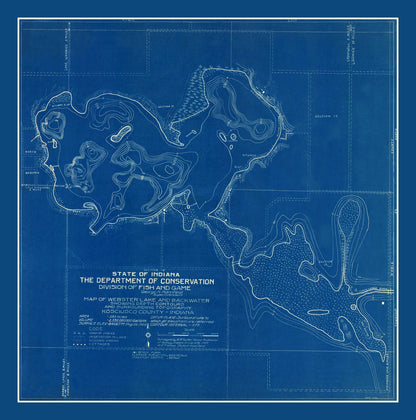 Vintage Webster Lake Indiana Map, 1922