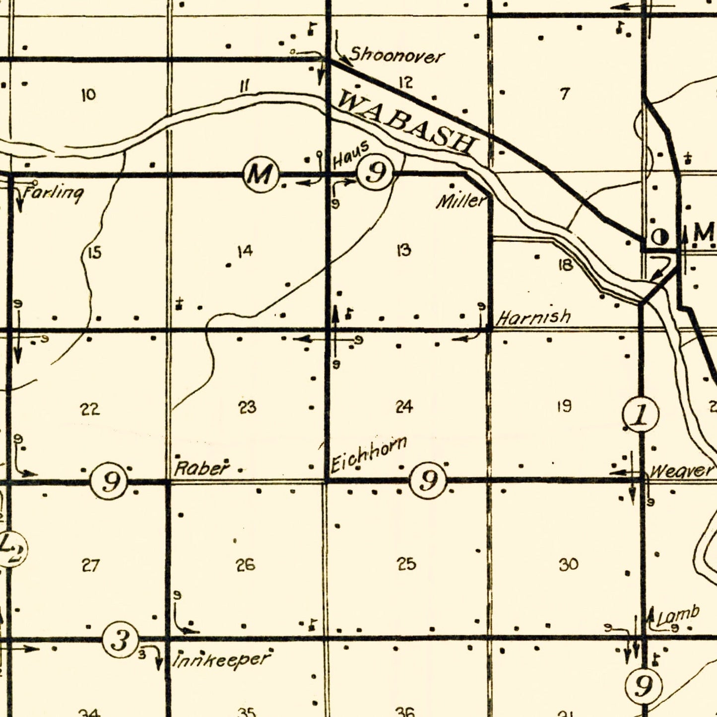 Vintage Map of Wells County, Indiana, 1911