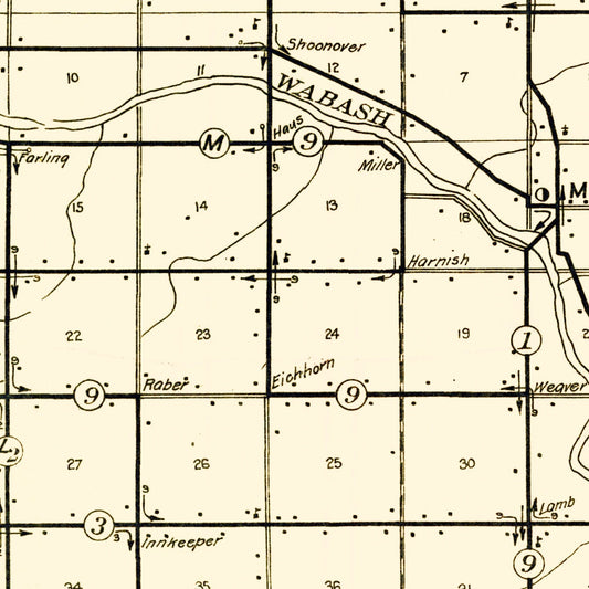 Vintage Map of Wells County, Indiana, 1911