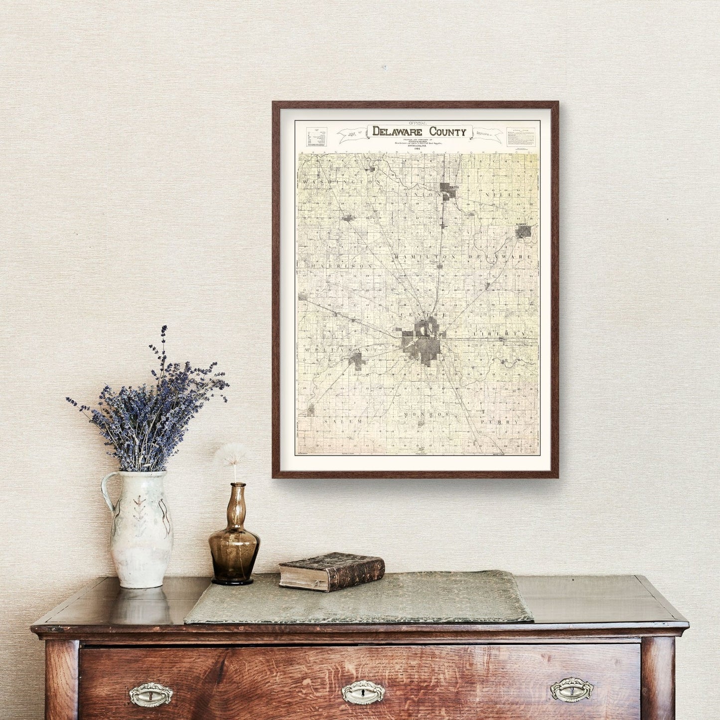 Vintage Map of Delaware County, Indiana, 1904