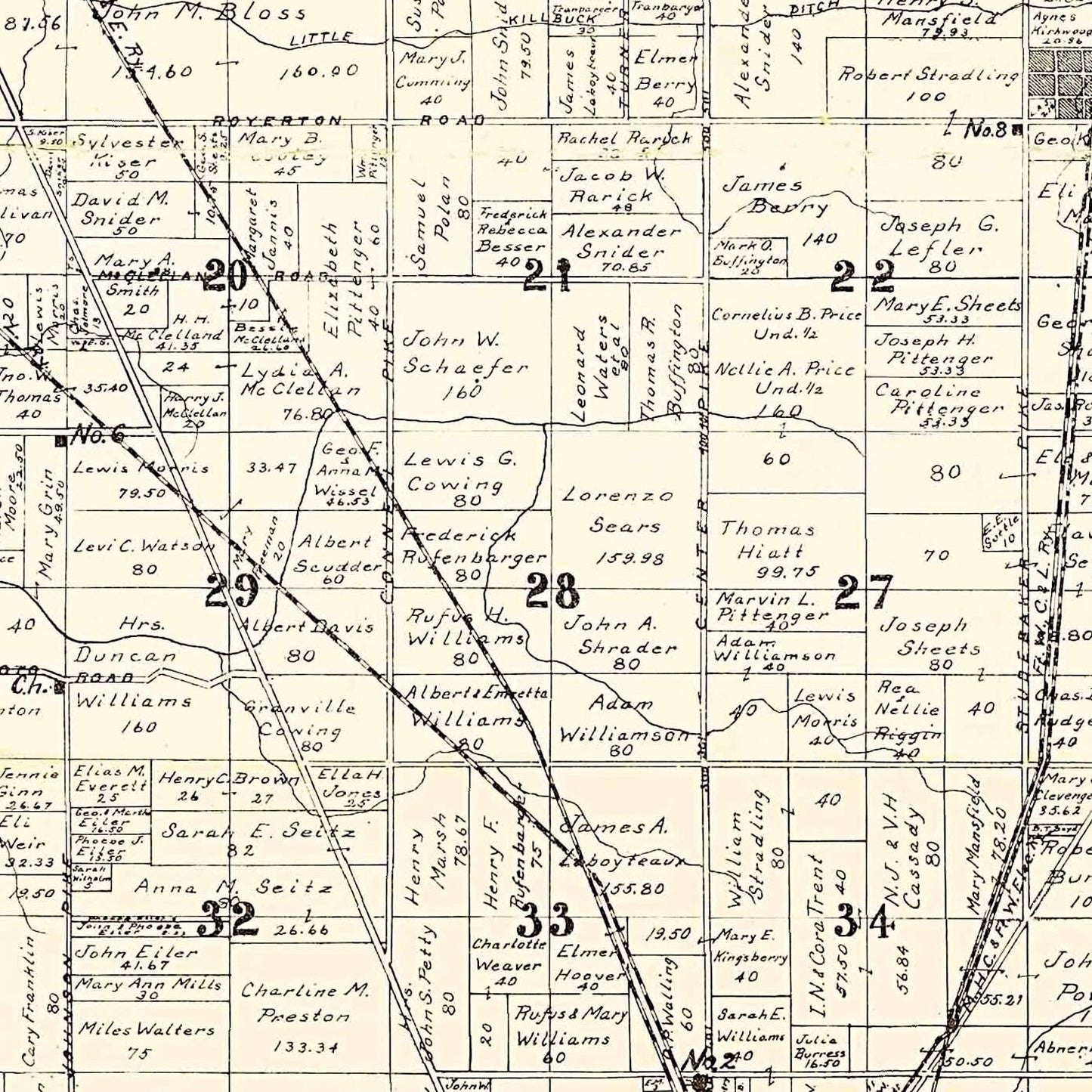 Vintage Map of Delaware County, Indiana, 1904