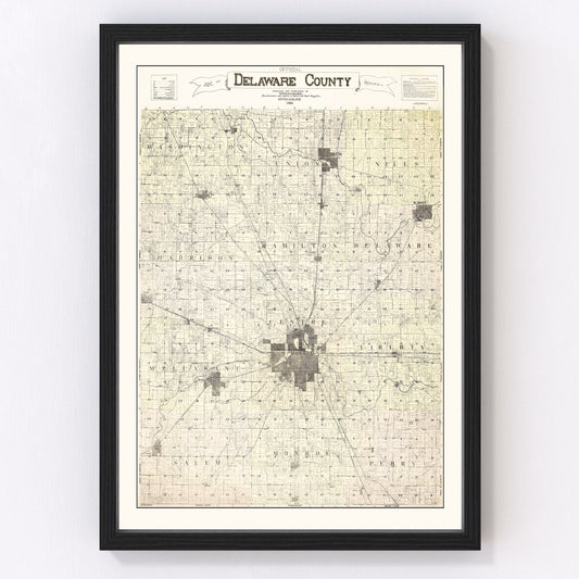 vintage map of Delaware County, Indiana, 1904