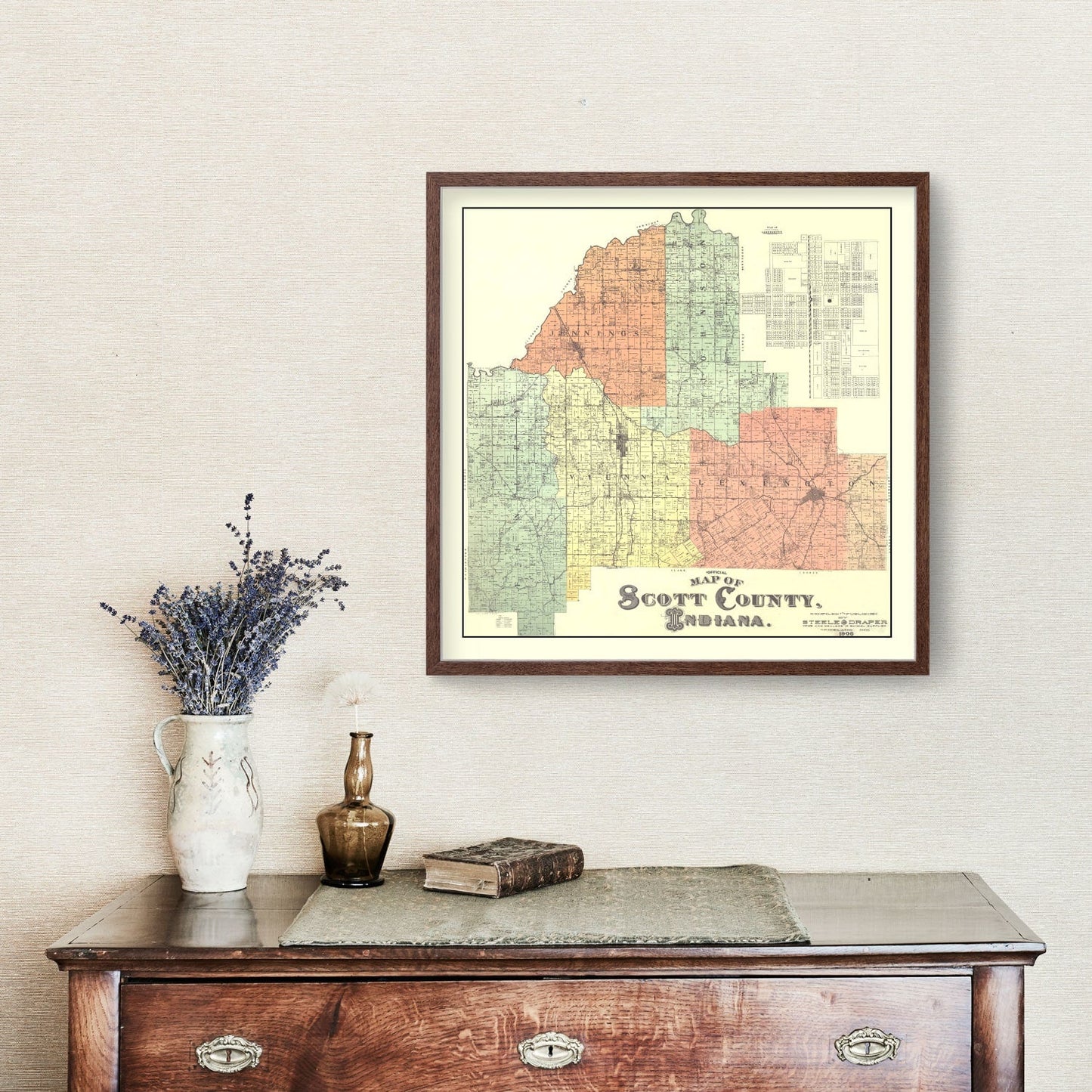 Vintage Map of Scott County, Indiana, 1906