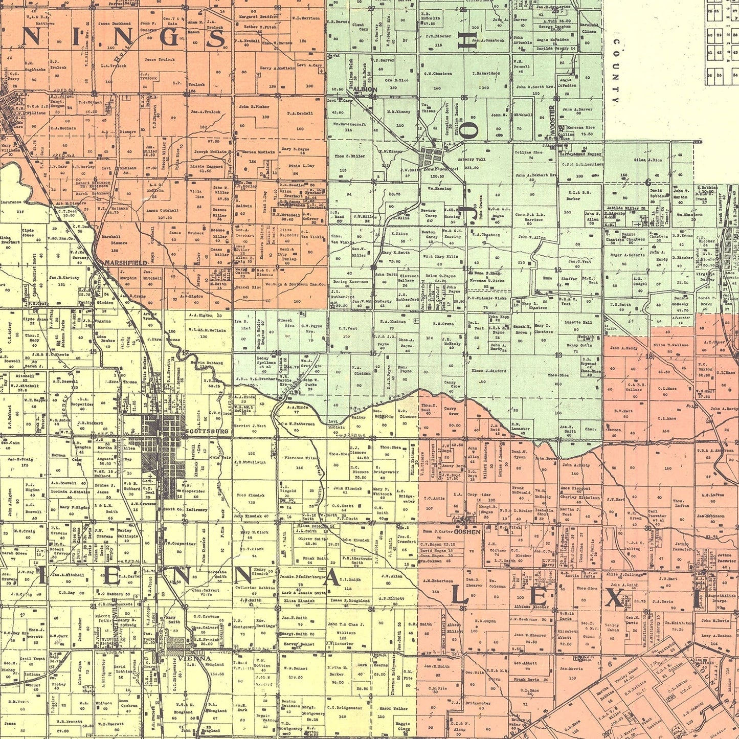 Vintage Map of Scott County, Indiana, 1906