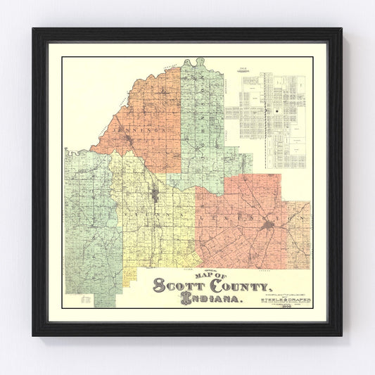 vintage map of Scott County, Indiana, 1906
