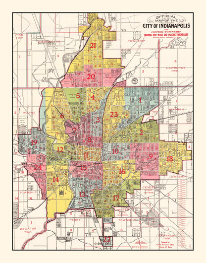 Vintage Map of Indianapolis, Indiana, 1938