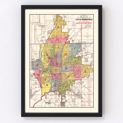 vintage map of Indianapolis, Indiana, 1938
