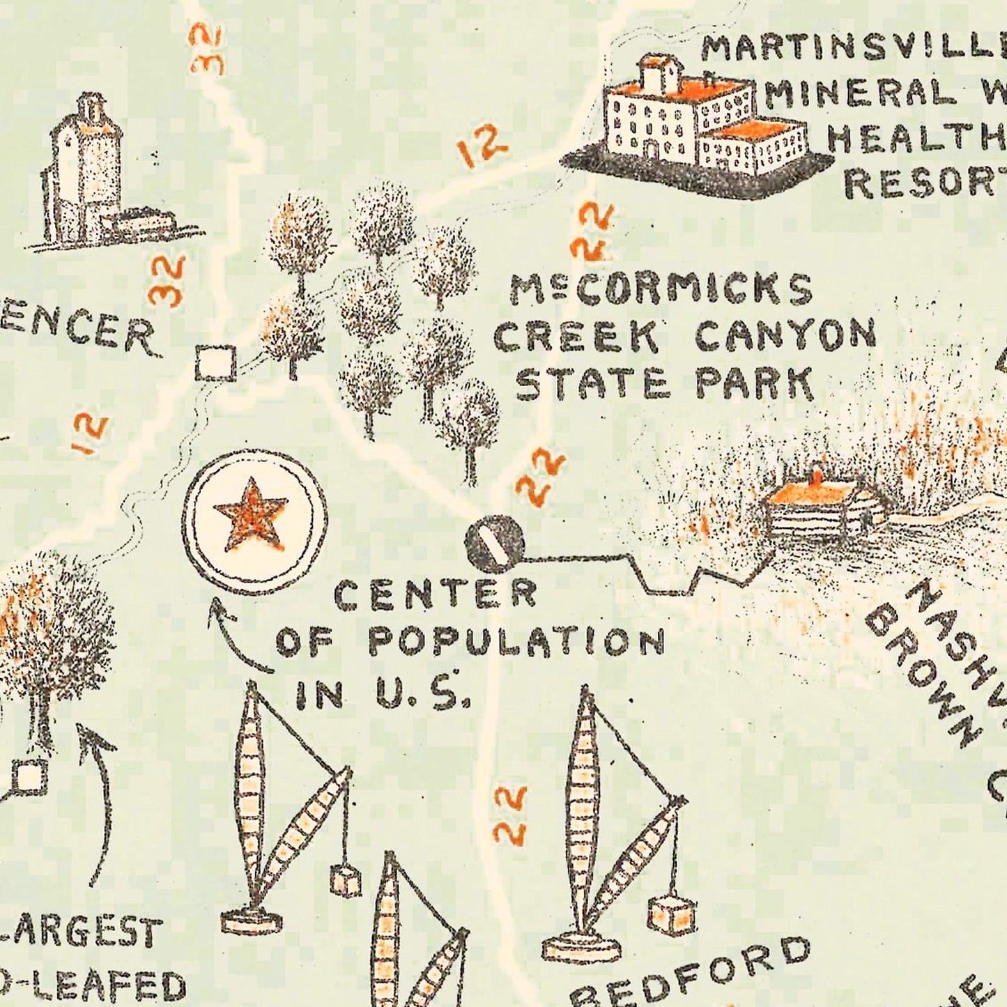 Vintage Map of Indiana, 1923