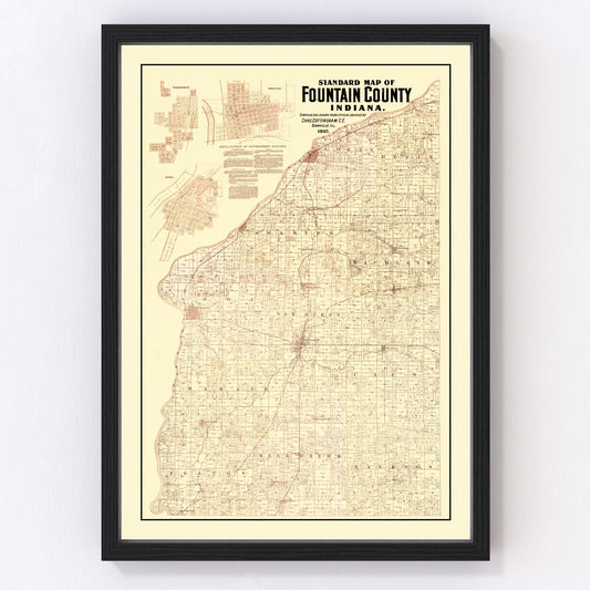 vintage map of Fountain County, Indiana, 1897