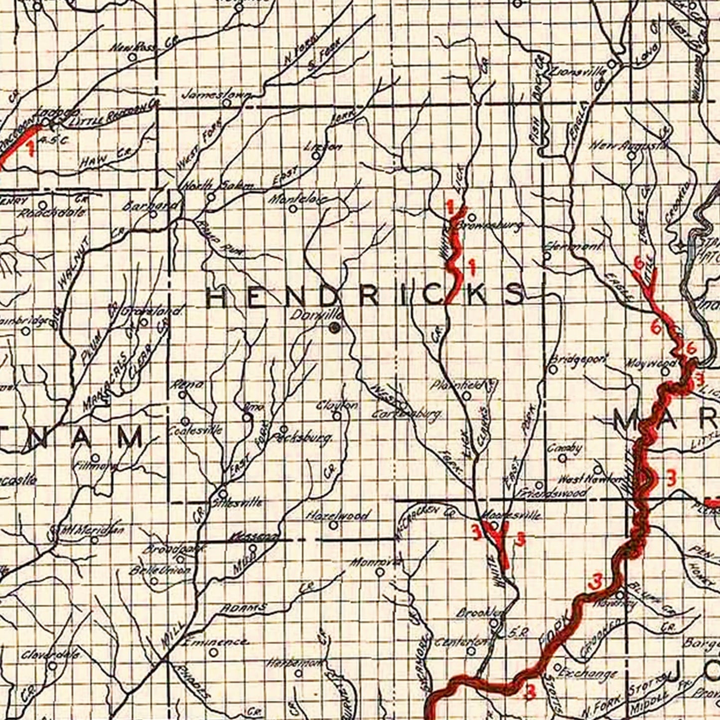 Vintage Map of Indiana, 1933