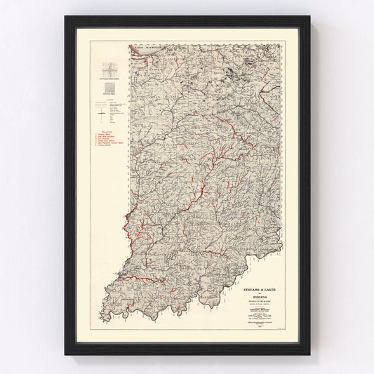 Vintage map of Indiana, 1933