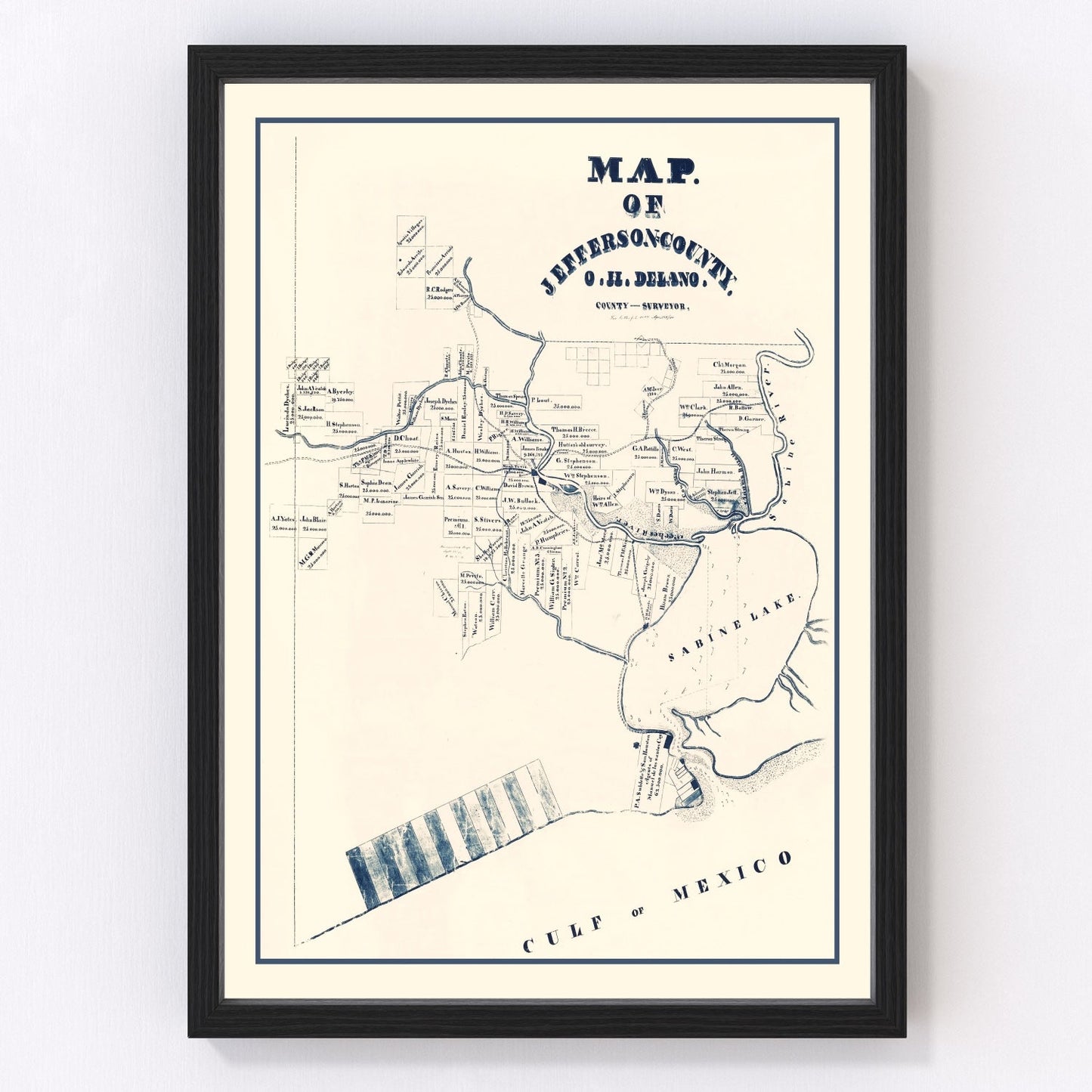 Vintage map of Jefferson County, Texas, 1840