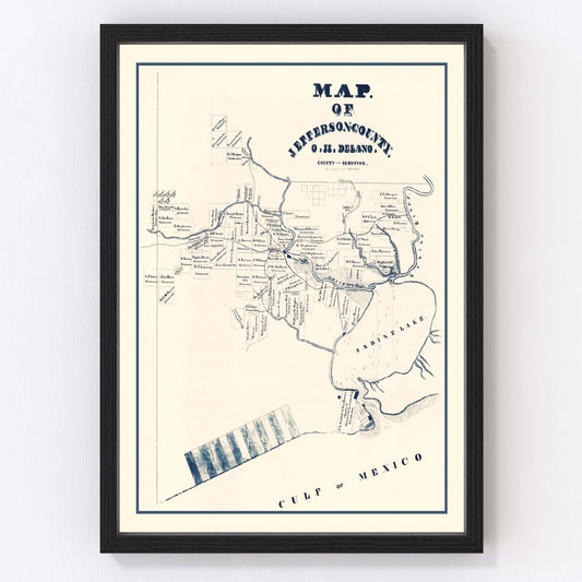 Vintage map of Jefferson County, Texas, 1840