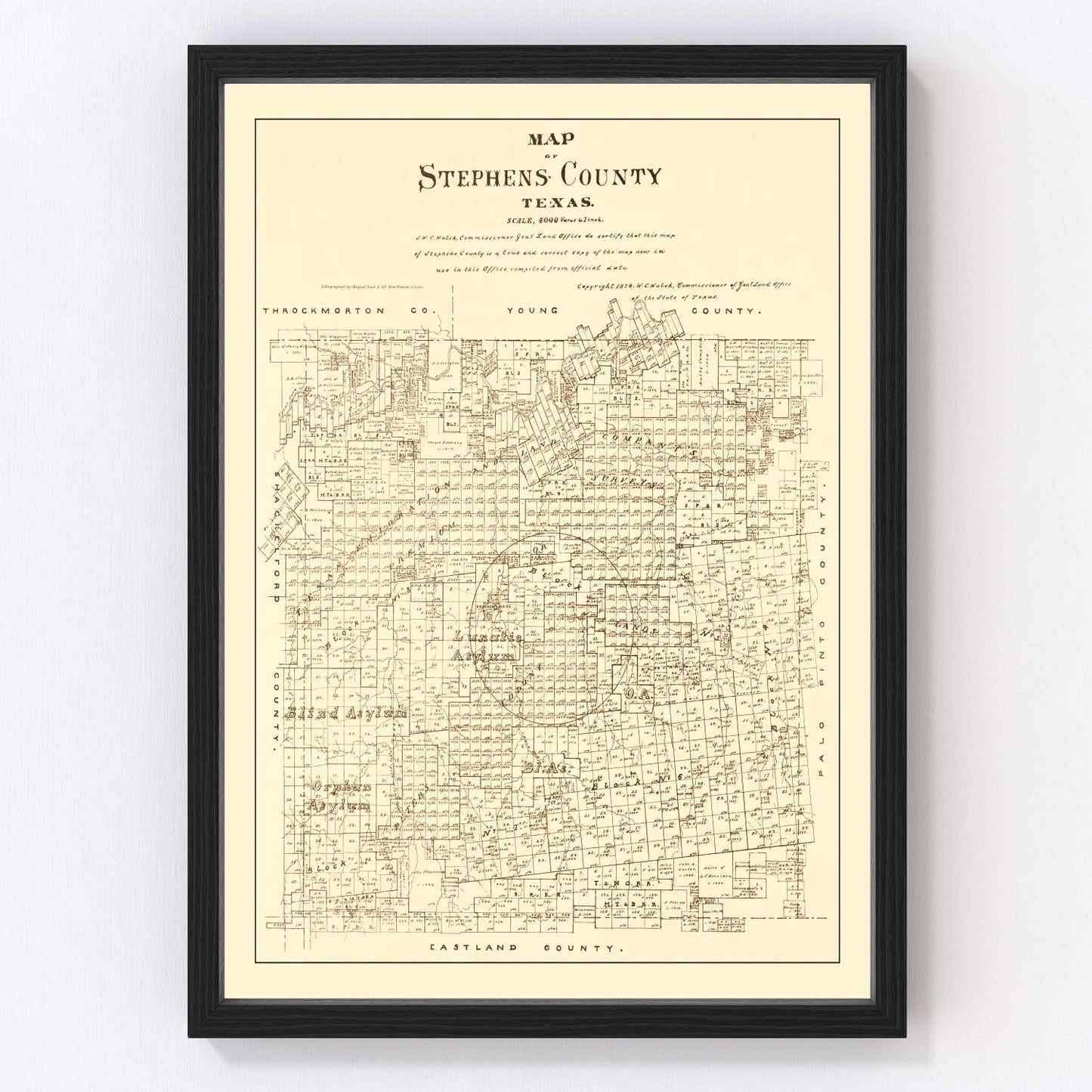 Vintage map of Stephens County, Texas, 1879