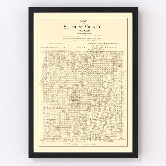 Vintage map of Stephens County, Texas, 1879