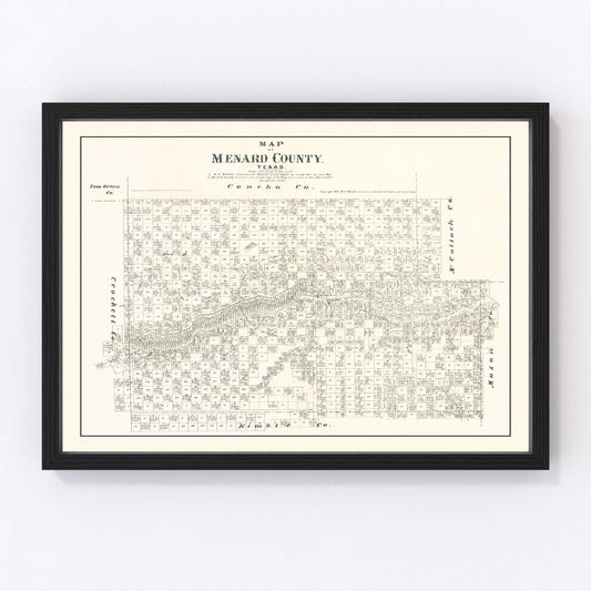 Vintage map of Menard County, Texas, 1879