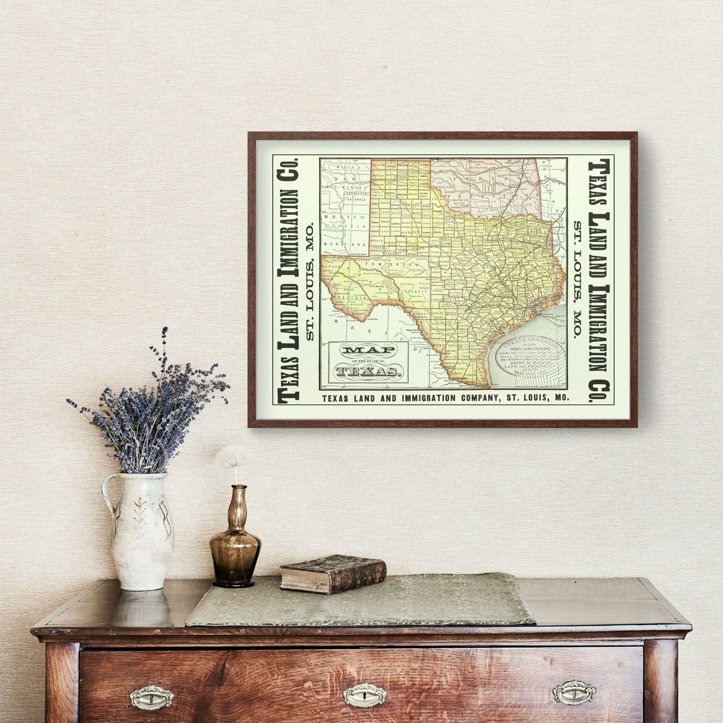 Vintage Map of Texas, 1876