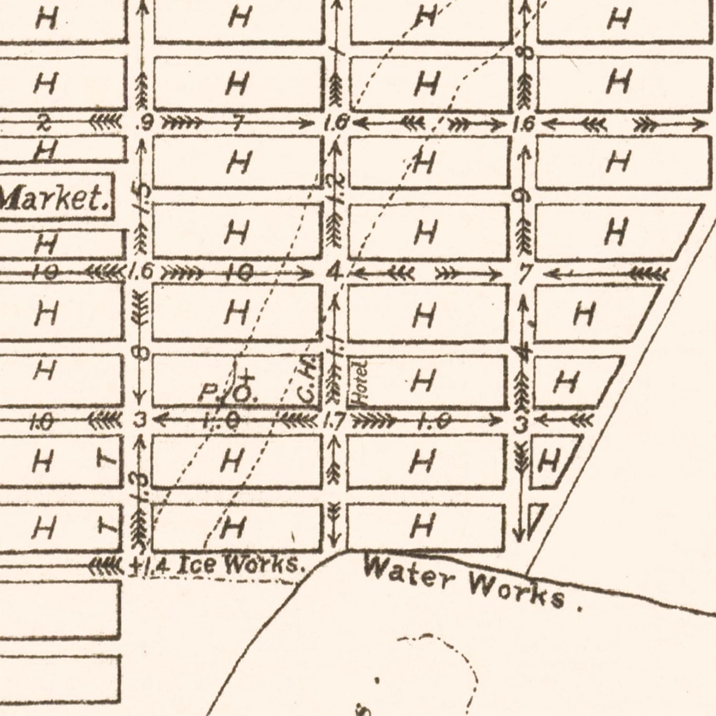 Vintage Map of Brownsville, Texas, 1878