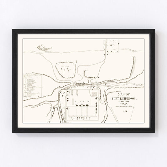 vintage map of Fort Richardson, Texas, 1870