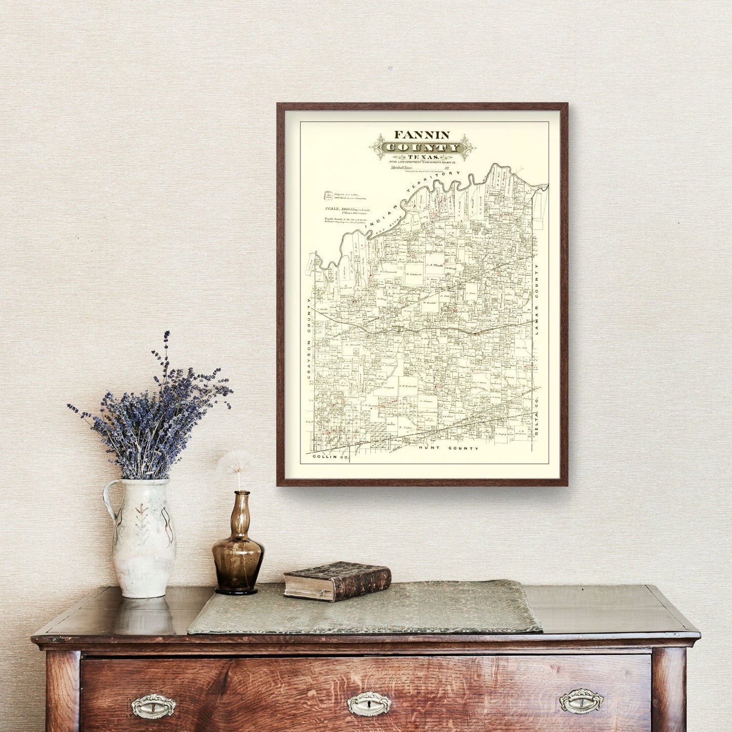 Vintage Map of Fannin County, Texas, 1870
