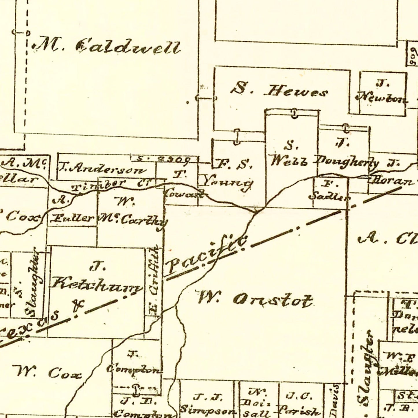 Vintage Map of Fannin County, Texas, 1870