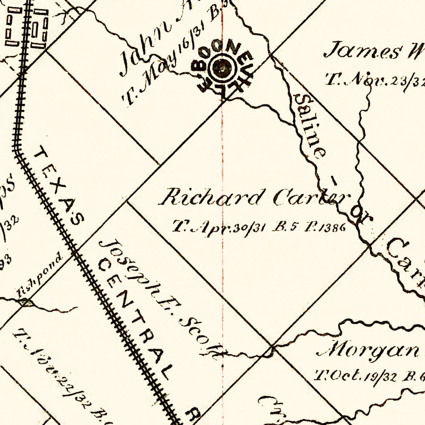 Vintage Map of Brazos County, Texas, 1867
