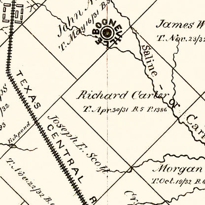 Vintage Map of Brazos County, Texas, 1867