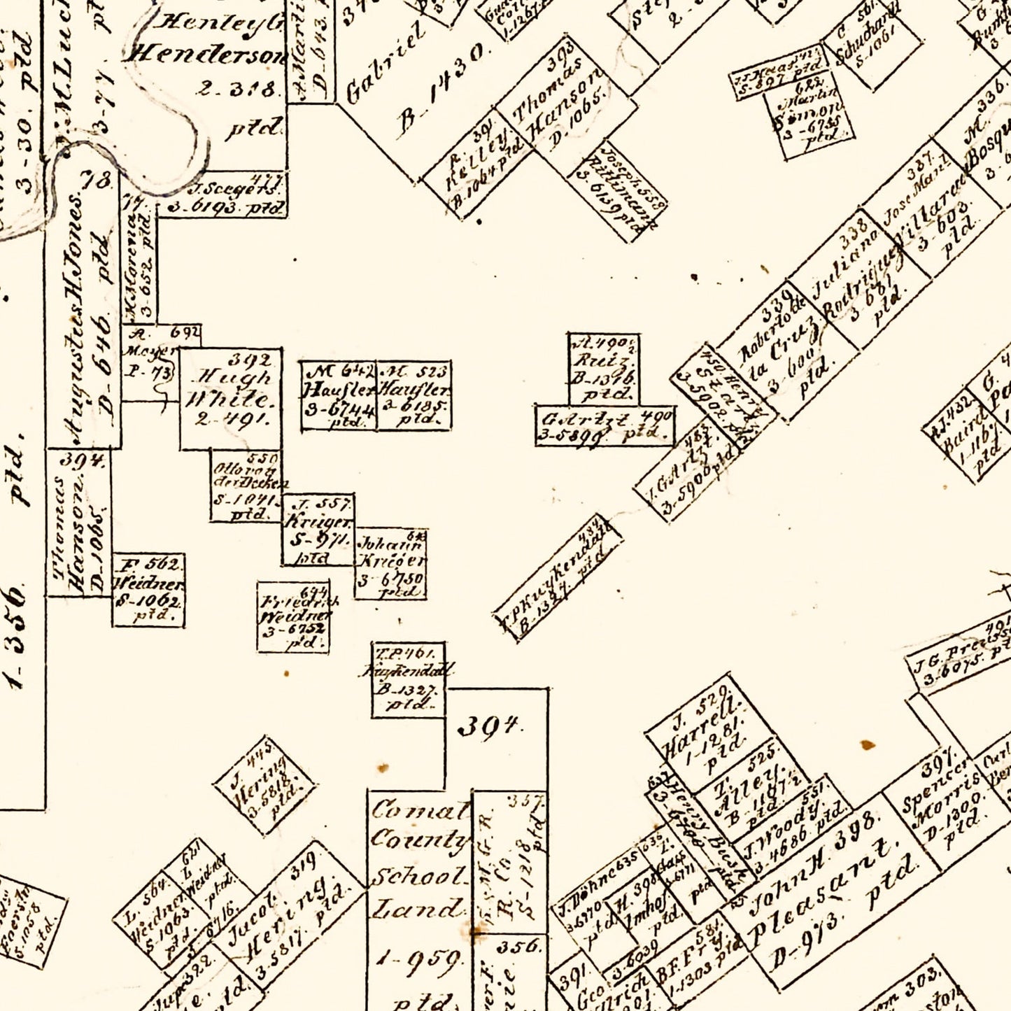Vintage Map of Comal County, Texas, 1862