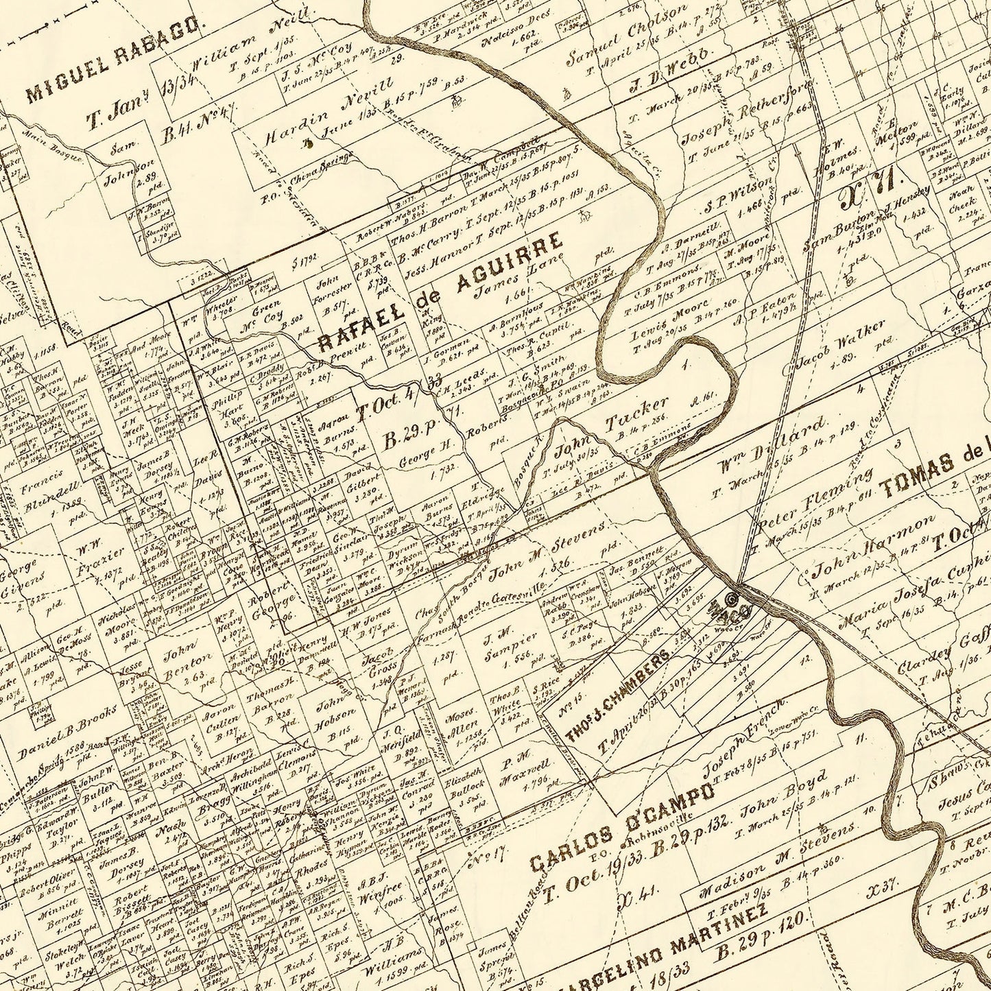 Vintage Map of McLennan County, Texas, 1878