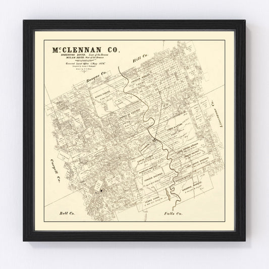 Vintage map of McLennan County, Texas, 1878