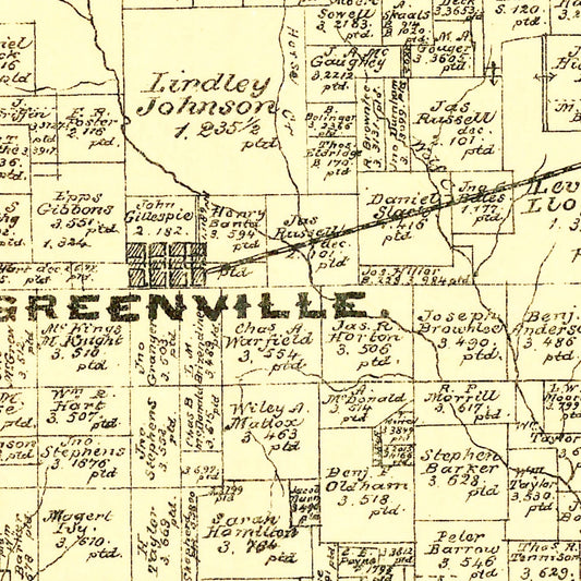 Vintage Map of Hunt County, Texas, 1879 (Greenville)