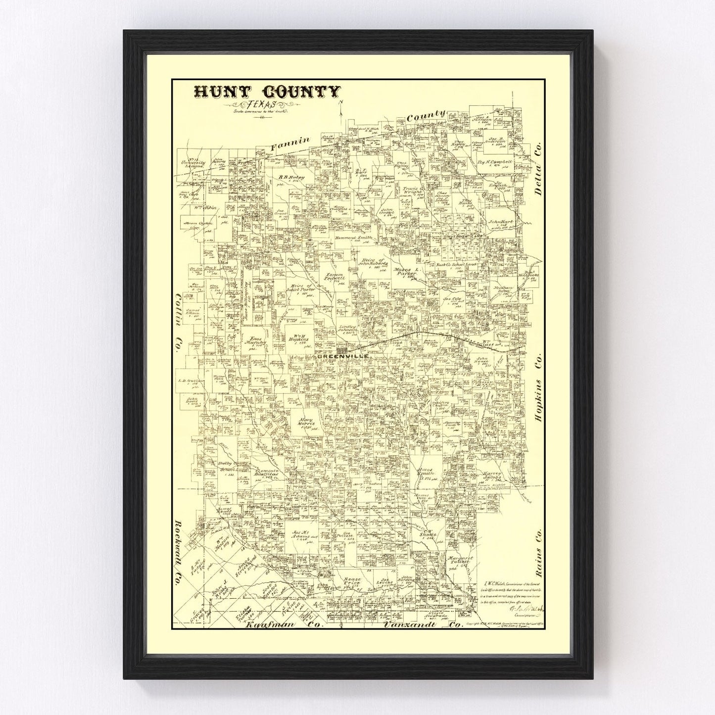 vintage map of Hunt County, Texas, 1879