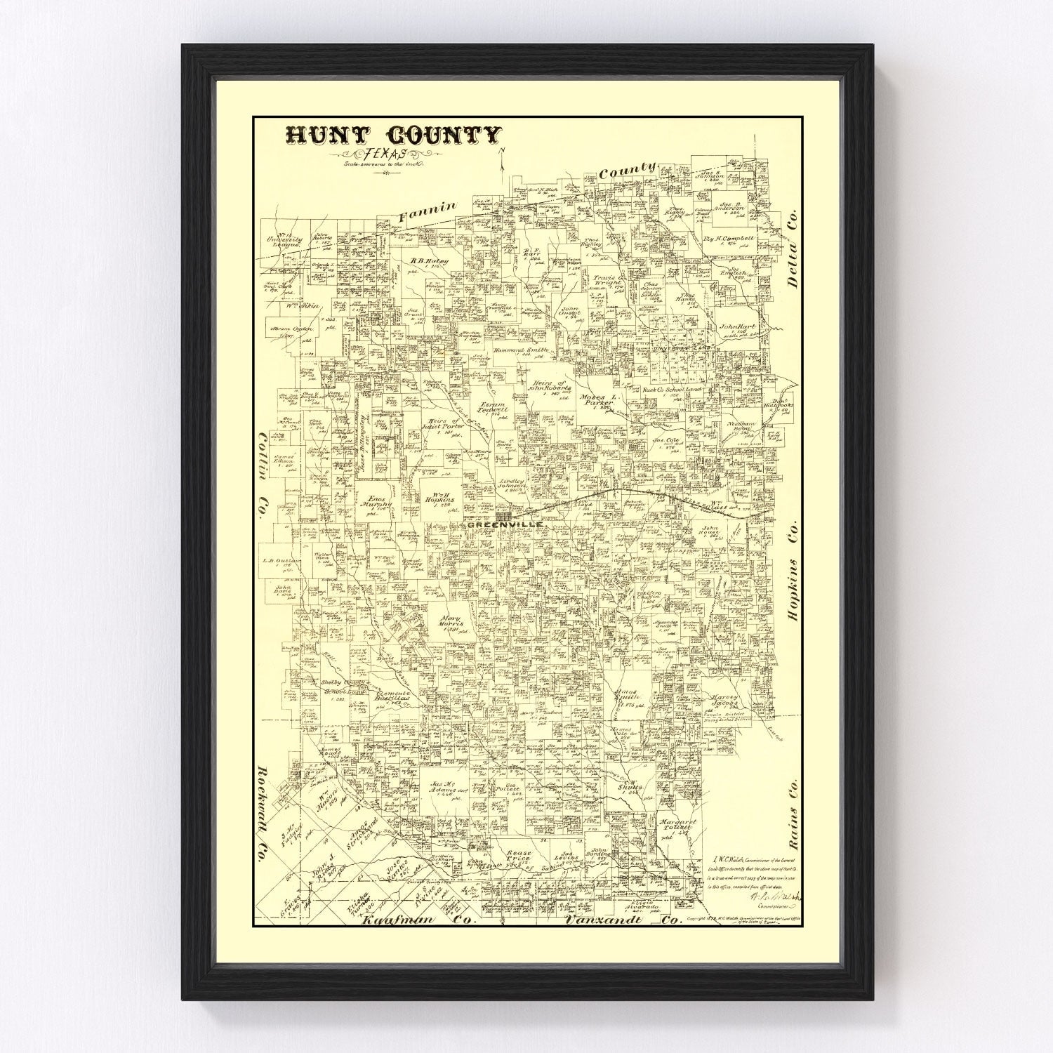 vintage map of Hunt County, Texas, 1879