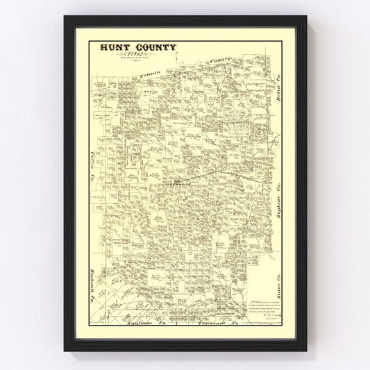 vintage map of Hunt County, Texas, 1879