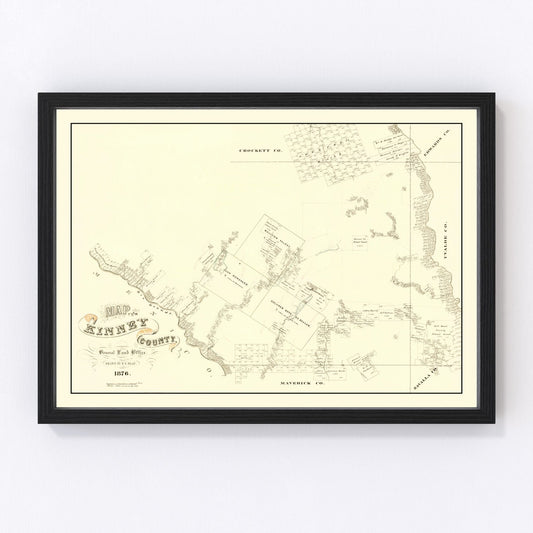 vintage map of Kinney County, Texas, 1876
