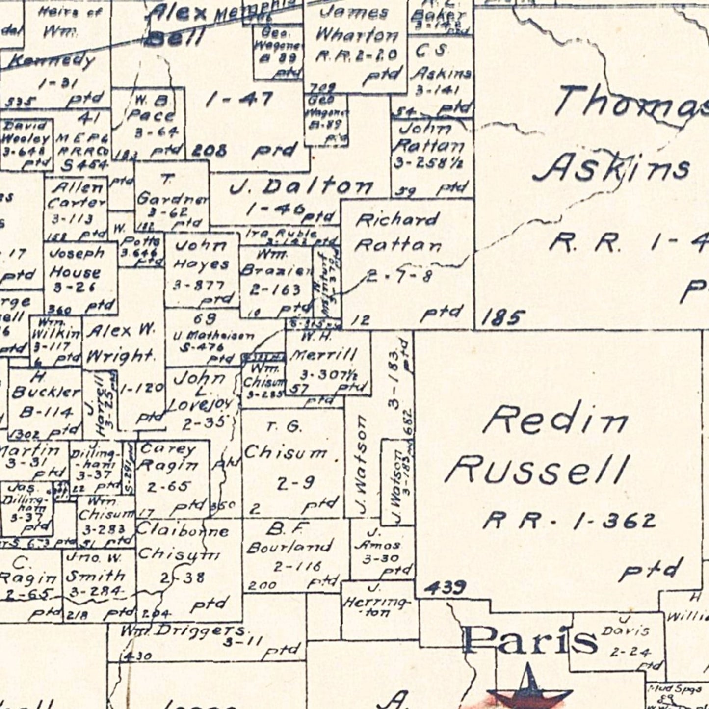 Vintage Map of Lamar County, Texas, 1889