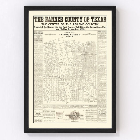 vintage map of Taylor County, Texas, 1889