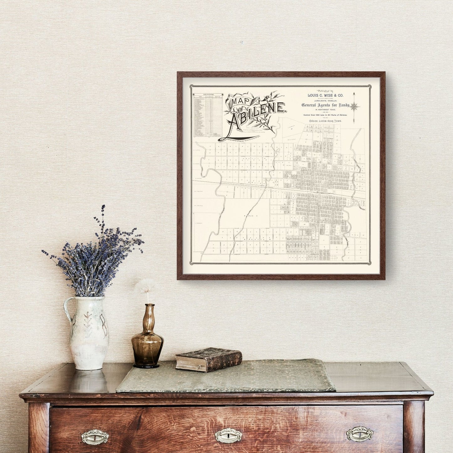 Vintage Map of Abilene, Texas, 1885