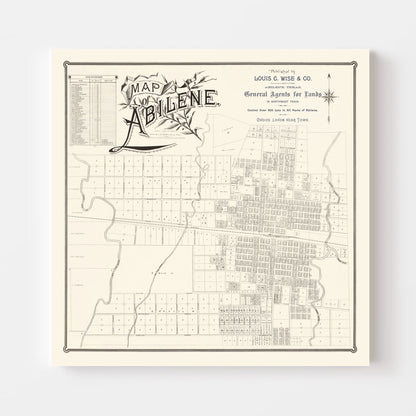 Vintage Map of Abilene, Texas, 1885